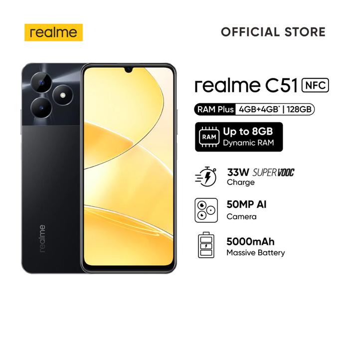 Gambar HP REALME C51 4/128 GB - REALME C 51 NFC RAM 4GB + 128GB GARANSI RESMI - Hitam dari Cahaya Store Cell undefined Tokopedia