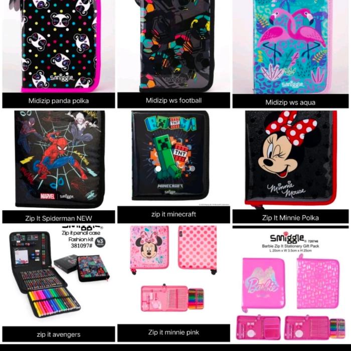Gambar Smiggle Zip It Midi Zip Stationery Minecraft, Spiderman, Minnie, koala dari einstein toys shopp undefined Tokopedia