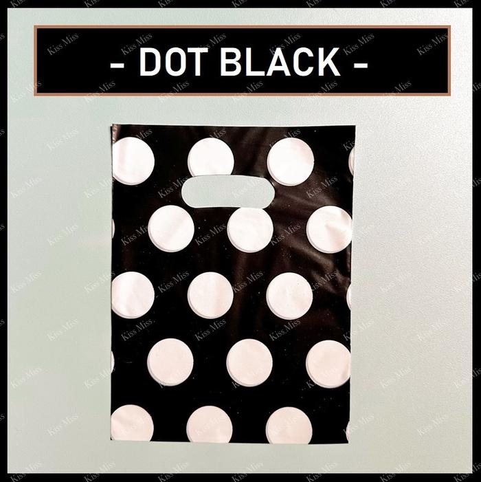 Gambar 15x20 - 50 PCS - Plastik PLONG  - kresek motif - tipis - lucu - fancy - olshop - butik - plastik aksesoris - DOT BLACK dari KISS MISS PREMIUM PACKAGING undefined Tokopedia