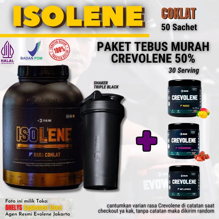 Gambar Evolene Isolene Coklat Whey Protein Isolate Susu Protein 50 Sachet - Paket Crevolene dari Dhelys Suplemen Store undefined Tokopedia
