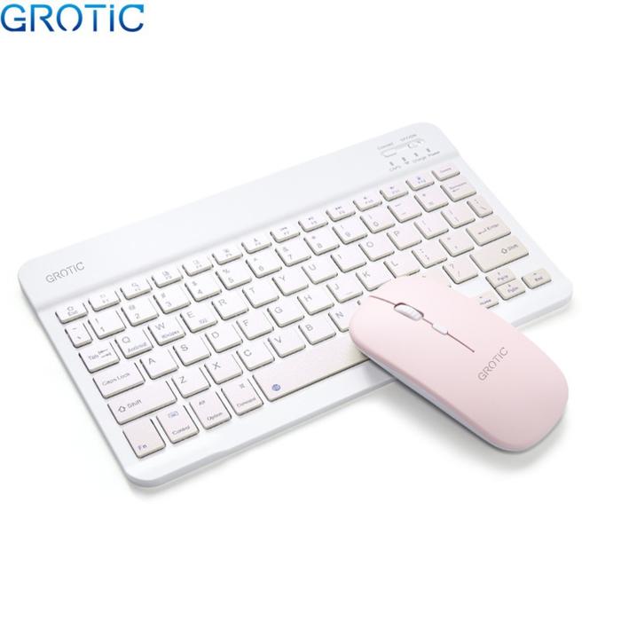 Gambar GROTIC Keyboard Wireless Bluetooth Portable 10 inch dengan Mouse - Merah Muda dari Grotic Official Store undefined Tokopedia