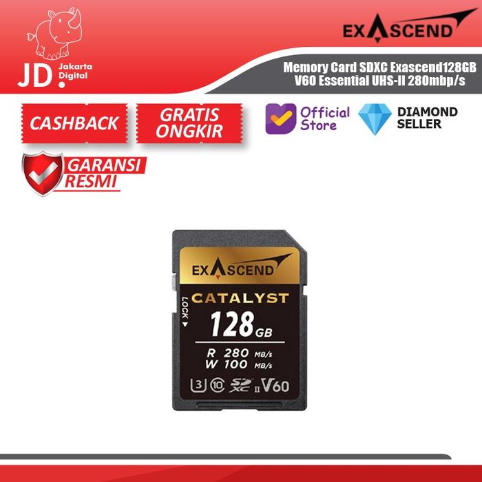 Gambar Memory Card SDXC Exascend 512GB V60 Essential UHS-II 280mbp/s - 128GB dari Jakarta Digital 8 undefined Tokopedia
