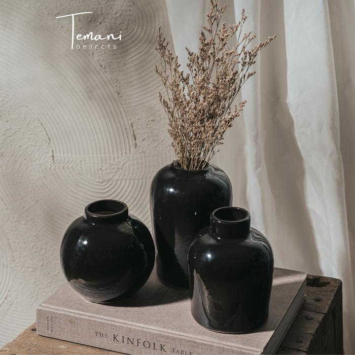 Gambar Luna Vase - Vase Bunga Cantik/Dekorasi Bunga Estetik/ Nordic Vas Bunga - Setof3Hitam dari Temani Objects undefined Tokopedia