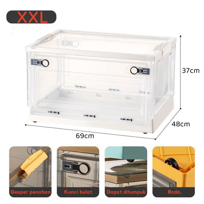 Gambar Storage Box kontainer plastik box Lipat Folding Container Box Tempat Baju Mainan Kotak Penyimpanan Kontainer Storage tempat penyimpanan serbaguna box itu bisa bergerak - Putih-XXL dari Dunia keluarga undefined Tokopedia