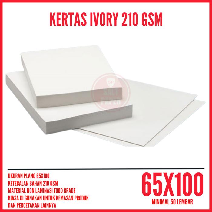 Gambar kertas ivory 210 gsm ukuran PLANO isi 50 lembar - 65cm x 100 cm dari Salt Paper undefined Tokopedia