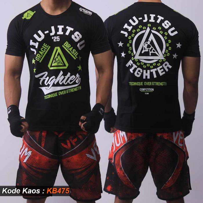 Gambar Kaos Jiujitsu Gracie Fighter, Baju Jujitsu, T shirt Jujutsu KB475 - KB475-JIUJITSU, M dari Sarung Tinju Ori undefined Tokopedia