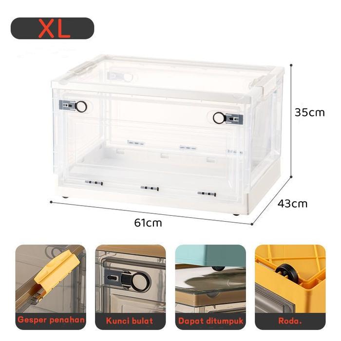 Gambar Storage Box kontainer plastik box Lipat Folding Container Box Tempat Baju Mainan Kotak Penyimpanan Kontainer Storage tempat penyimpanan serbaguna box itu bisa bergerak - Putih-XL dari Dunia keluarga undefined Tokopedia