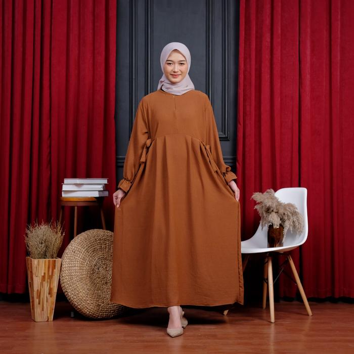 Gambar Gamis Nikita Gamis Wanita Crinkle Airflow Premium Spesial Ramadhan - tembaga dari Mr Days undefined Tokopedia