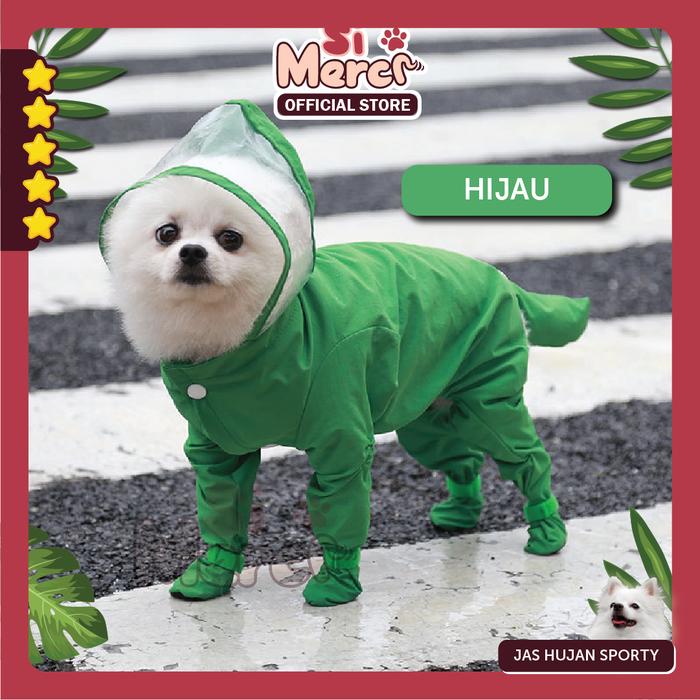 Gambar Si Merci Jas Hujan Anjing Kucing Anabul Sporty Sampai Ke PAW | Pet Raincoat Full Body - Hijau, S dari Si Merci undefined Tokopedia