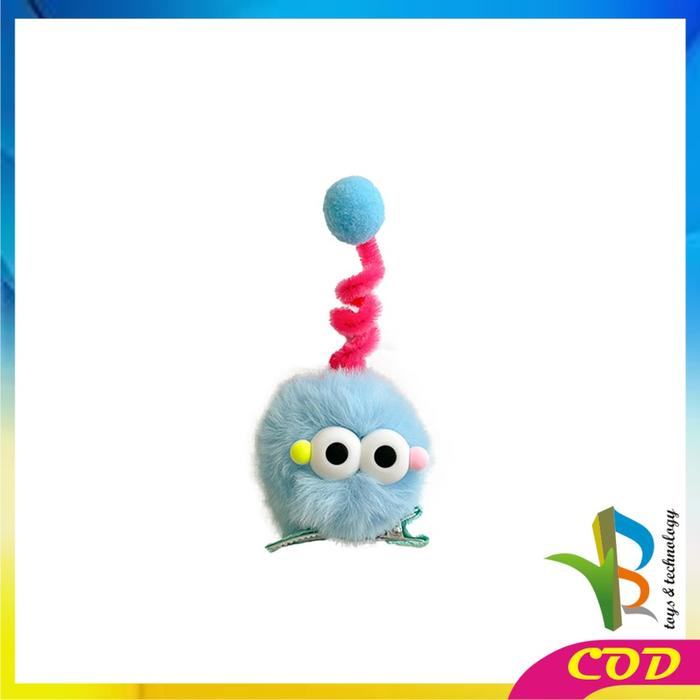 Gambar [COD] RB C1067 Jepit Rambut Anak Fluffy Bulu Lembut Motif Boneka Lucu - BIRU MUDA  dari RB TOYS AND TECHNOLOGY Kab. Tangerang Tokopedia
