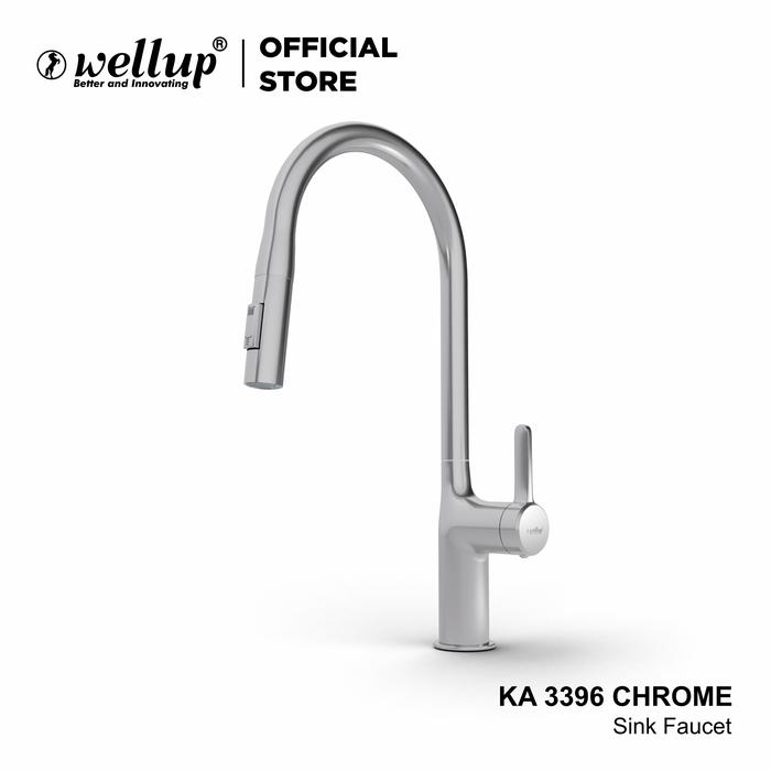 Gambar Wellup Keran Kran Angsa Sink Tap Water Flexible Tarik Mixer Cuci Piring Tanam Kuningan Brass KA3396 - CHROME dari Wellup undefined Tokopedia