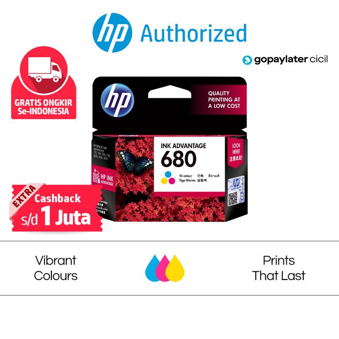 Gambar Tinta Printer HP Original 680 Hitam Black Cartridge Combo 2 Pack Warna - Tri Color dari HP Authorized Yogyakarta undefined Tokopedia