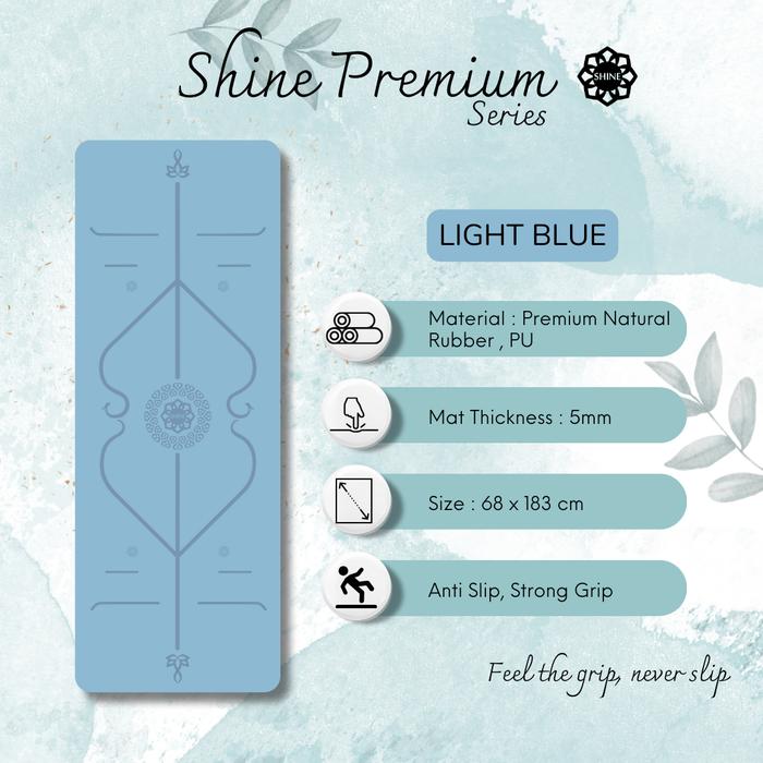 Gambar Matras Yoga SHINE PREMIUM 5mm PASTI Antislip - Light Blue dari Shineyogamat undefined Tokopedia
