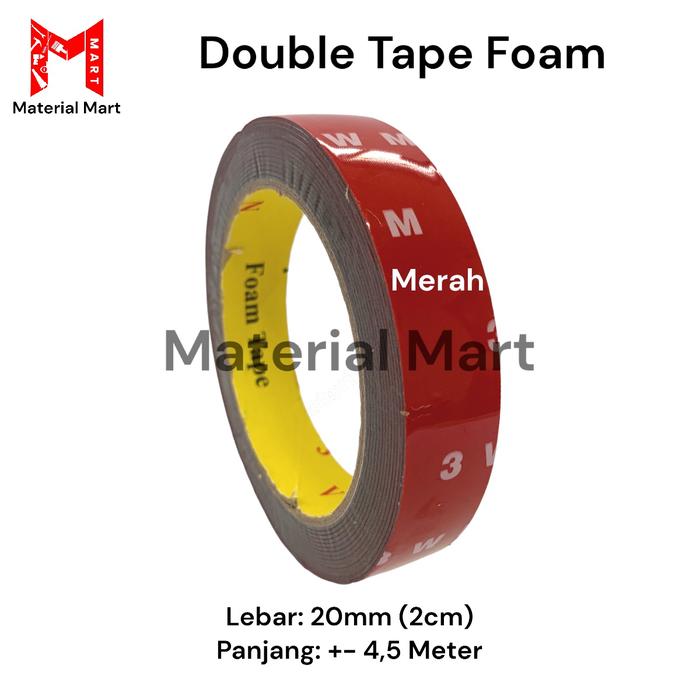 Gambar Double Tape Foam 3m | Double Tape Hijau Foam | Isolasi Tip Foam 1 Inch - 3M (Merah Foam) dari Material Mart Indonesia undefined Tokopedia