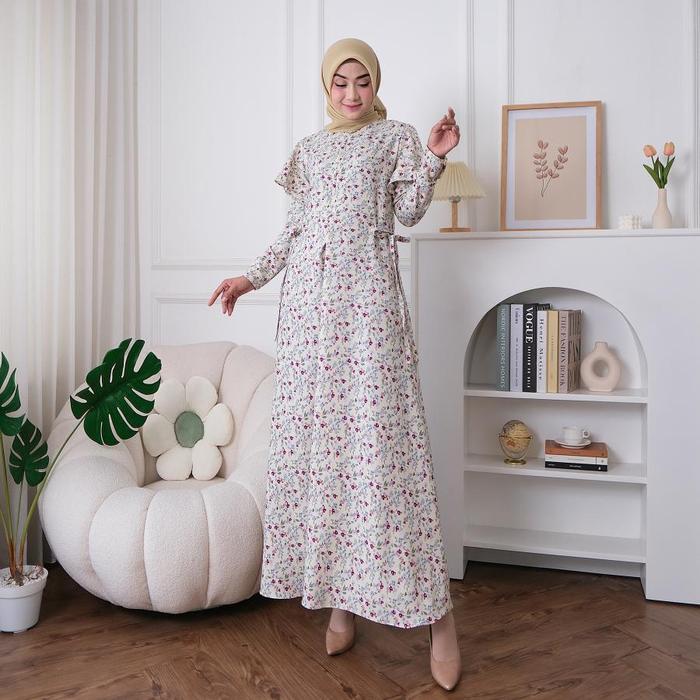 Gambar Dress Remaja Wanita Muslim Syari Terbaru Gamis Lebaran  Kondangan Pesta - FT Cream, M dari Feelisha undefined Tokopedia