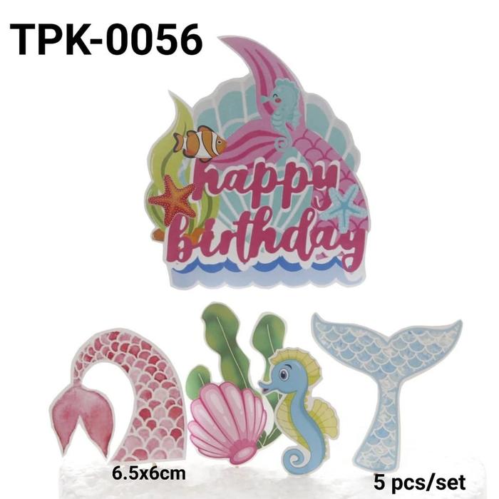 Gambar TPK-0056 Cake topper hiasan kue kertas happy birthday putri duyung - TPK-0056 dari Yamama Baking Jakarta undefined Tokopedia
