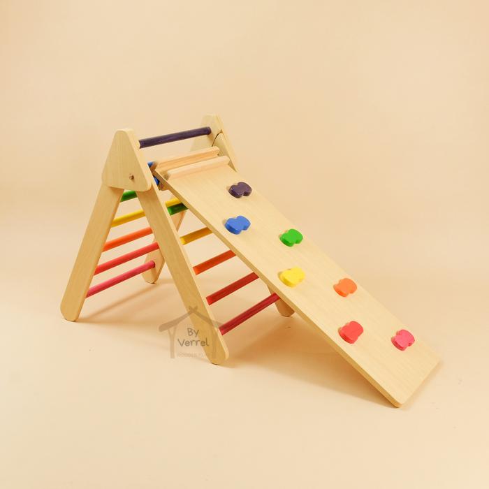 Gambar Pikler Triangle [Premium] / Tangga Manjat Anak /Wooden Pikler Triangle - Rainbow dari By Verrel Wooden Play undefined Tokopedia