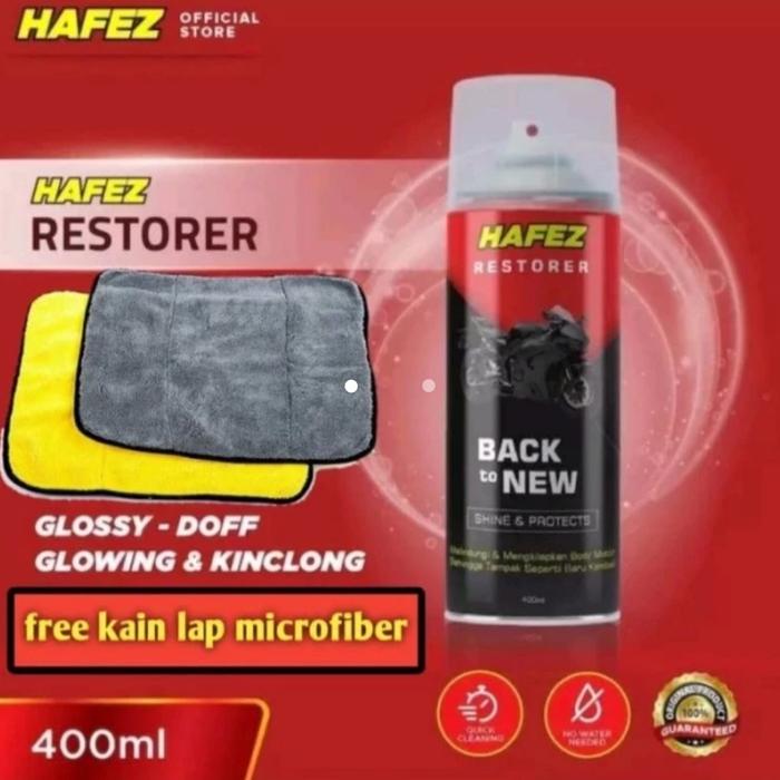 Gambar Hafez restorer pengkilap body motor ban motor original 400ml - Hafez + kain Mf dari Mvpstore1688 undefined Tokopedia