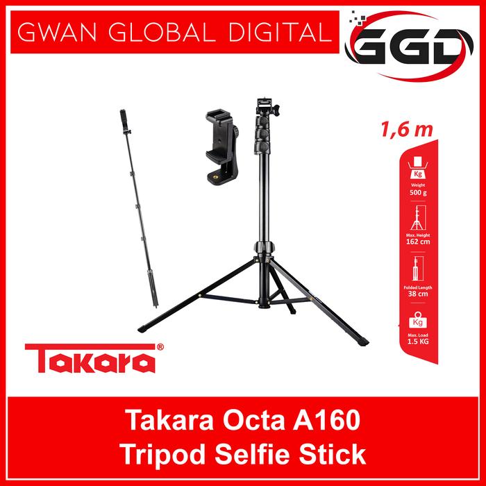 Gambar Takara OCTA A160 Multi Function Travel Tripod Selfie Stick Light Stand - Paket Holder dari Gwan Global Digital undefined Tokopedia