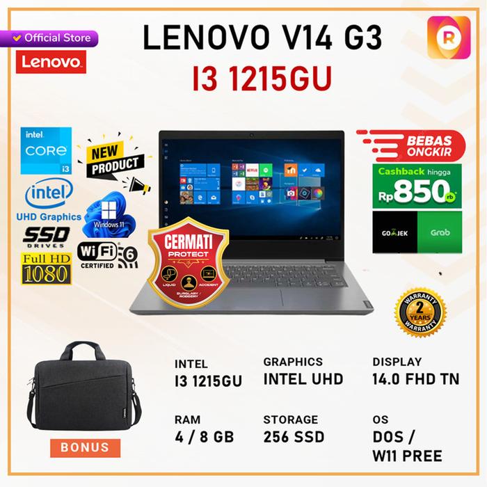 Gambar Laptop Lenovo V14 G3 i3 1215U 8GB 512 SSD W11 PRO 14" FHD - NO BUNDLE, 256GB W11+OHS dari royalltech undefined Tokopedia
