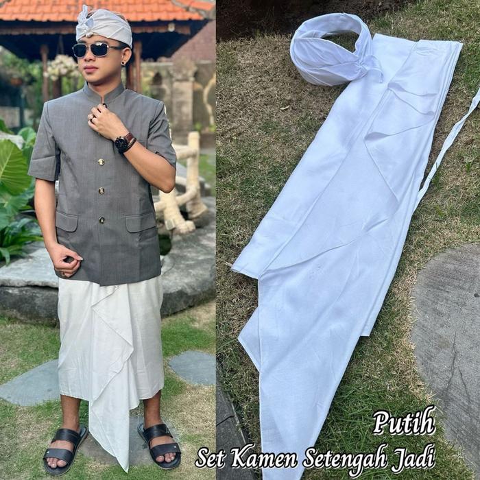 Gambar set kamen udeng khas bali - Putih dari Andira Bali Busana undefined 3 Tokopedia