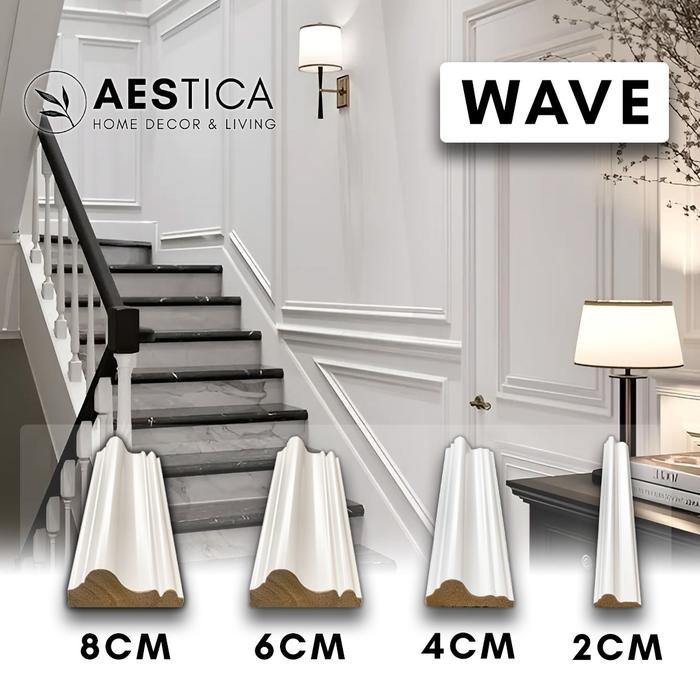Gambar Wall Moulding Lis Siku List PVC Dekorasi Dinding Rumah | AESTICA - Tipe Wave, 2cm dari Aestica ID undefined Tokopedia