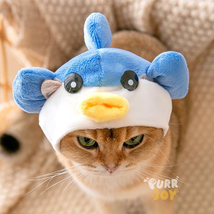 Gambar PURRJOY Korea Animal Pet Cat Hat / Topi Penutup Kepala Kucing - Blue dolphin, L dari PurrJoy undefined Tokopedia