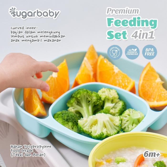Gambar TEMPAT MAKAN BAYI - ALAT MAKAN BAYI - SUGAR BABY FEEDING SET premium - Biru dari Anasbabykids undefined Tokopedia