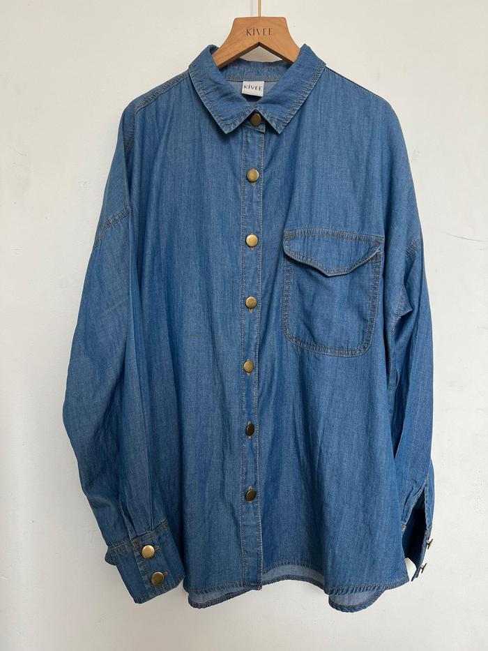 Gambar Kivee - Teanna Shirt Denim - Denim Tencel  dari Kivee.shop undefined Tokopedia