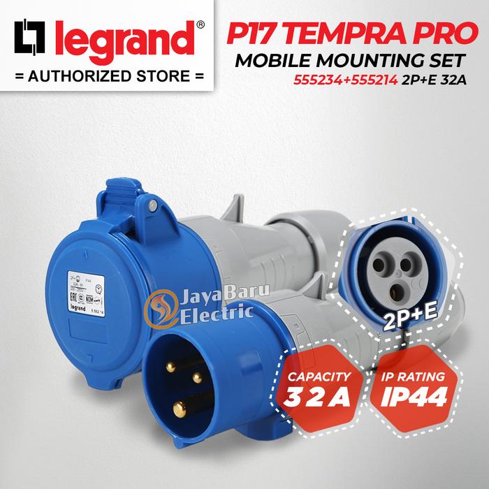 Gambar [1 SET] LEGRAND P17 Tempra Pro Mobile Mounting 2P+E 3 Pin 32A IP44 Industrial Plug Socket Colokan Industri Original 555214 555234 - Plug Socket Set dari Sinar Jaya Baru_NEW undefined Tokopedia