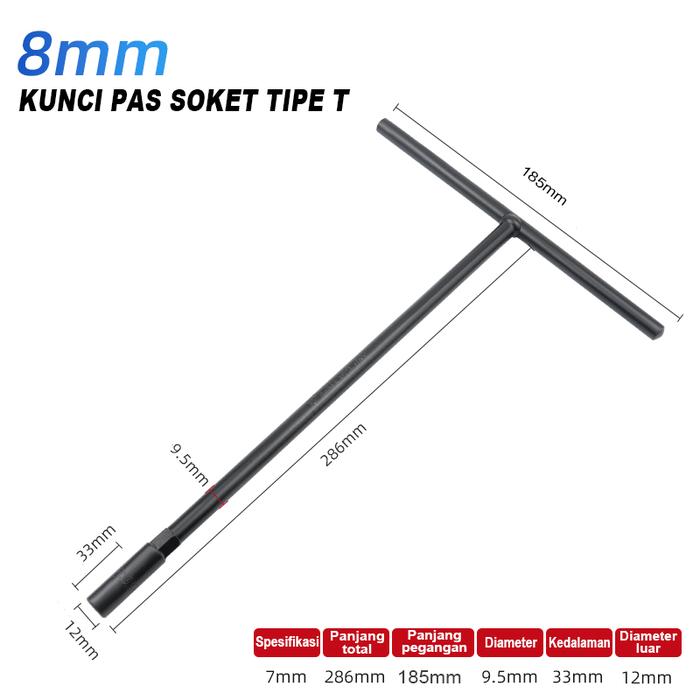 Gambar NESO Kunci T 8/10/12/14 mm BISA COD Kunci pas soket perbaikan T-Type Wrench Kunci Sok Sock Socket T Set Konci Original - ALAT - T 8mm dari G-M tool undefined Tokopedia