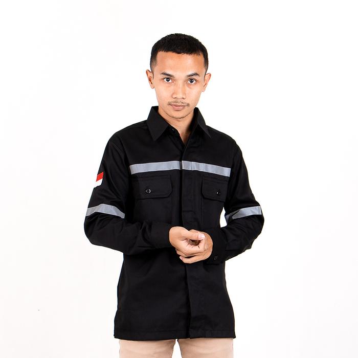 Gambar Baju Safety Putih K3 Lapangan Seragam Wearpack Proyek Lengan Panjang - Hitam, S dari Jahitind undefined Tokopedia