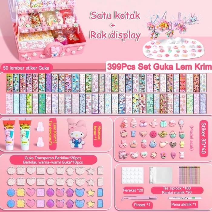 Gambar DIY Gantungan Kunci Akrilik Set Guka Stiker Set  Lucu Anak DIY Gooka - 399 pcs pink dari Zedo Store8 undefined Tokopedia