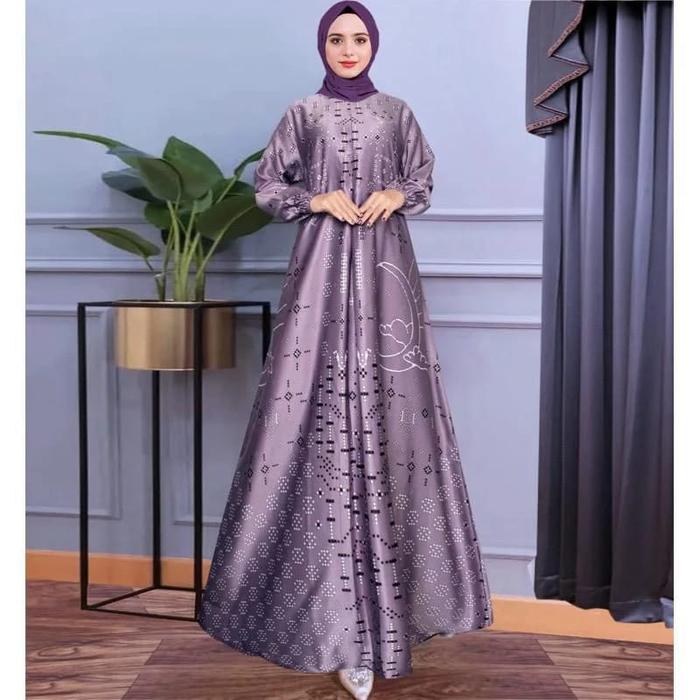 Gambar Gamis Wanita Terbaru // Gamis Lebaran 2024 // Gamis Bahan Silk - Lilac, M dari TM.O Collection undefined Tokopedia