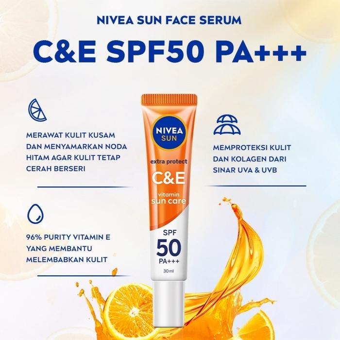 Gambar NIVEA SUN Face Serum Extra Protect SPF50+ PA+++ 30 ml/Sachet-Aura/C&E Vitamin Care/Oil Control-Sunblock/Sunscreen-UV-SPF 50 - C&E 30ML dari NFS Tokopedia Shop undefined Tokopedia
