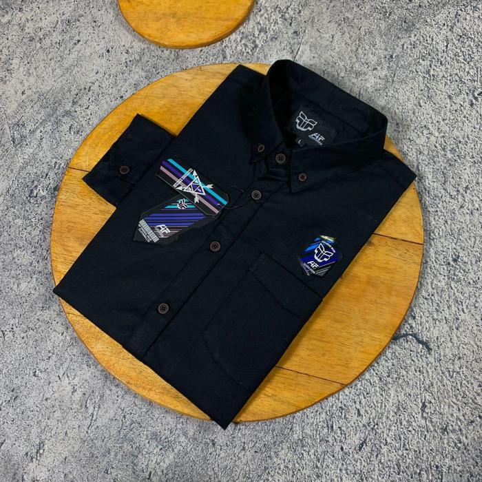Gambar Warna Hitam Pekat Kemeja Hem Pria Lengan Panjang Motif Polos - L dari DJOKAM STORE SURABAYA undefined Tokopedia