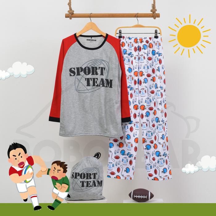 Gambar Bobobear Setelan Baju Tidur Piyama Anak Laki Sport Team - Abu-abu, 4 dari Bobobear Sleepwear undefined Tokopedia