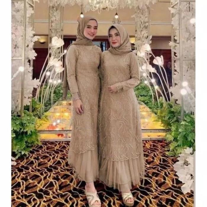 Gambar Gamis geraldine pesta brukat tile dress milo LD 90 100 110 120 PM - M (LD.90cm) dari Gallery Alif Al Fatih undefined Tokopedia