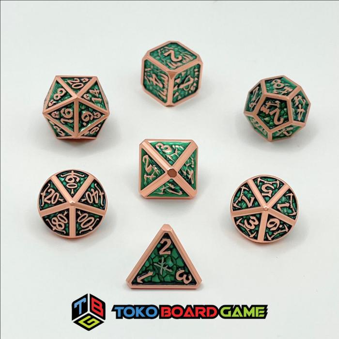 Gambar 7 Dice Enamels Color Metal Dice Set - DND Dice - Dungeons & Dragons - Green_RG dari TokoBoardGame undefined Tokopedia