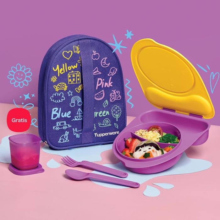 Gambar TUPPERWARE Kiddos Lunch Box Free Bag 1set - unguColor+free dari agentupperware undefined Tokopedia