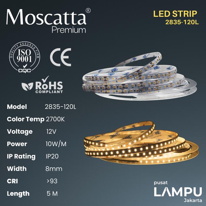 Gambar Moscatta Premium Led Strip 2835 120Led 12V CRI93 8MM - 2700K dari Pusat Lampu Jakarta undefined Tokopedia