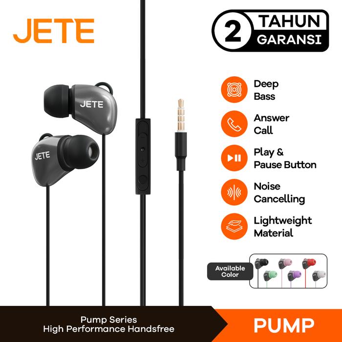 Headset Earphone JETE Pump High Quality Noise Cancelling Putih