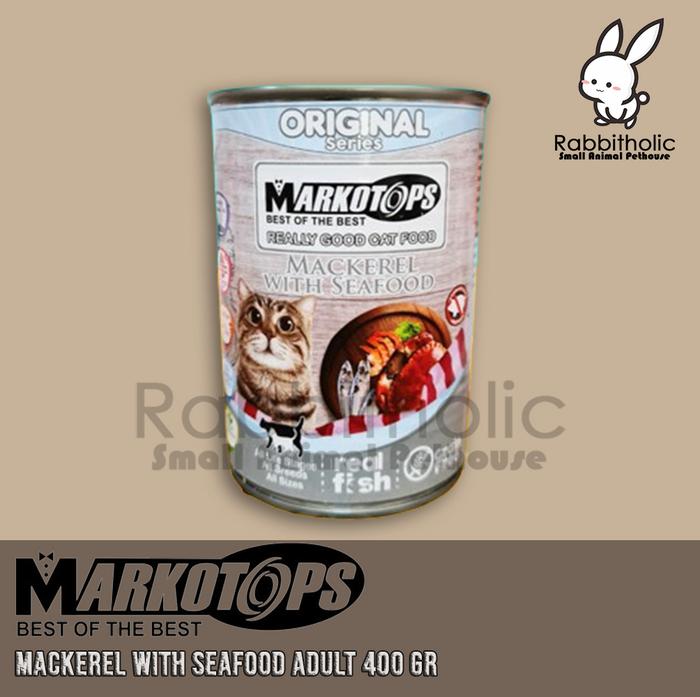 Gambar Makanan Kucing basah Markotops Wet Cat Food Can 400gr - makarel seafood dari Rabbitholic Gading Serpong undefined Tokopedia