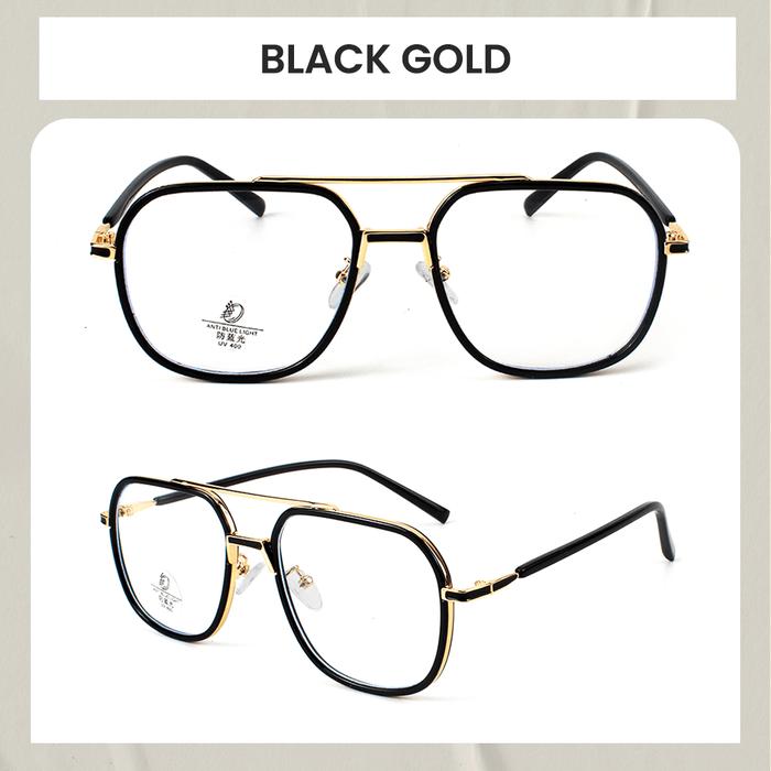 Gambar Kacamata Anti Radiasi Blueray Photocromic Minus Baca Frame Aviator TR90 Fashion Pria Wanita Berrybarton 23008 - Black Gold , Frame Only  dari berrybarton.kacamata undefined Tokopedia