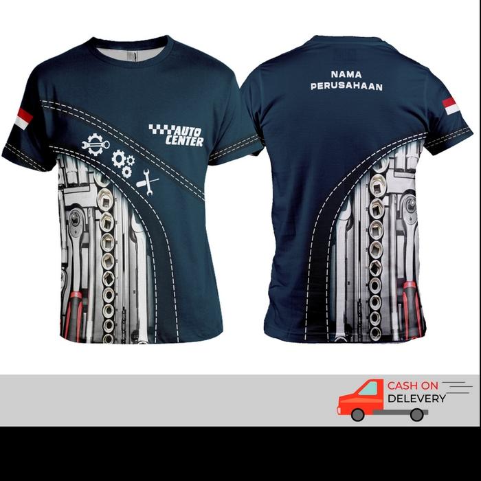 Gambar Kaos pria baju otomotif / baju bengkel Fullprint 3D bisa custom bahan berkualitas - O PENDEK, L dari kang salman shop undefined Tokopedia