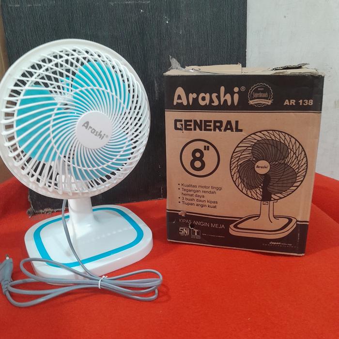 Gambar KIPAS ANGIN MEJA ARASHI AR-138 GENERAL 8 INCHI HARGA TERJANGKAU - Biru Muda, 21×20×26cm dari BRAYAN JAYA ELEKTRONIK undefined Tokopedia