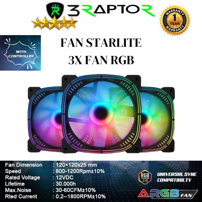 Promo Kasing Fan Gaming 12cm ARGB RAPTOR FAN STARLITE 3Power Up ...
