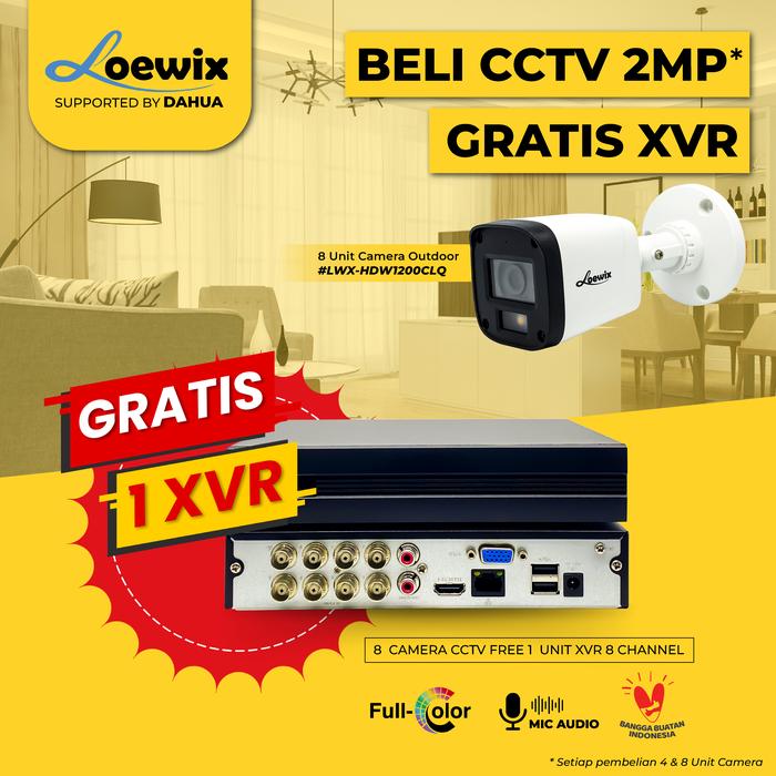 Gambar Paket 8 Channel LOEWIX CCTV Kamera 2MP 1080P AHD Indoor & Outdoor 8 Camera Full Color + Mic Audio Bonus FREE XVR - 8 OUTDOOR dari Loewix undefined Tokopedia