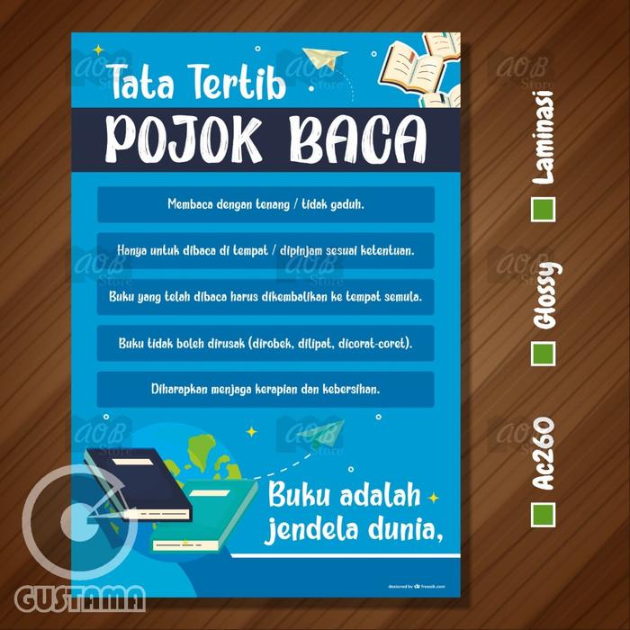 Gambar Poster Pojok Baca Biru Tua, Poster Edukasi laminasi A3 dari Gustama Foto undefined Tokopedia