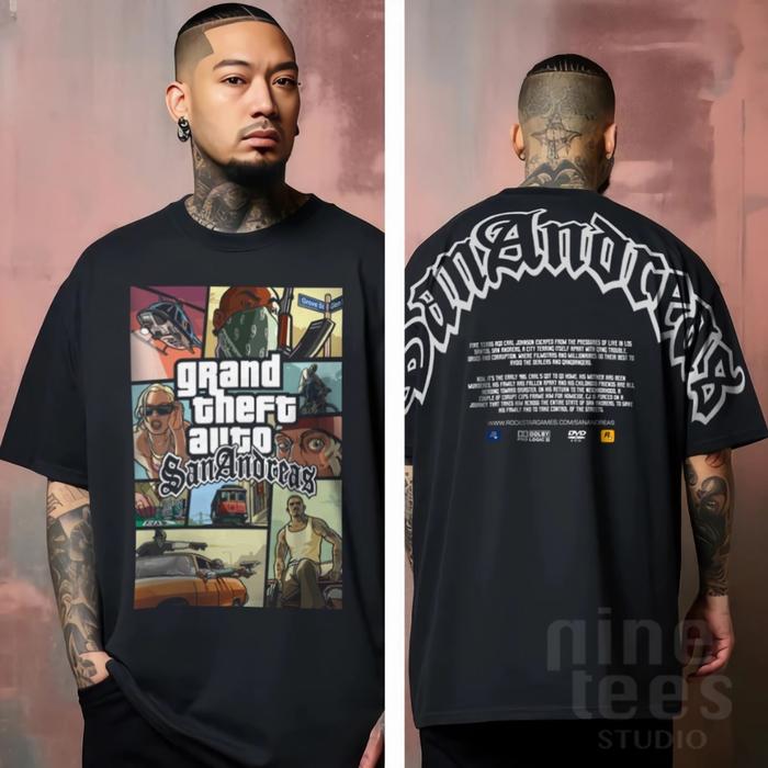 Gambar Kaos Oversize GTA San Andreas Tshirt Oversized Cotton Combed 24s - Hitam, M dari Trendia Bandung undefined Tokopedia